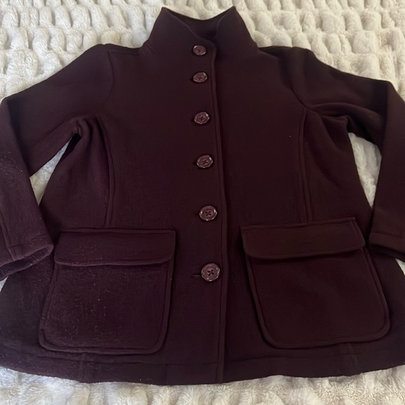 L.L. Bean Jackets & Blazers - Dark plum wool jacket L button front Laine coat unlined redish purple L.L. Bean